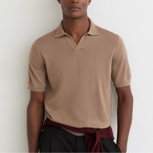 Reiss Merino Wool Open-Collar Polo Shirt